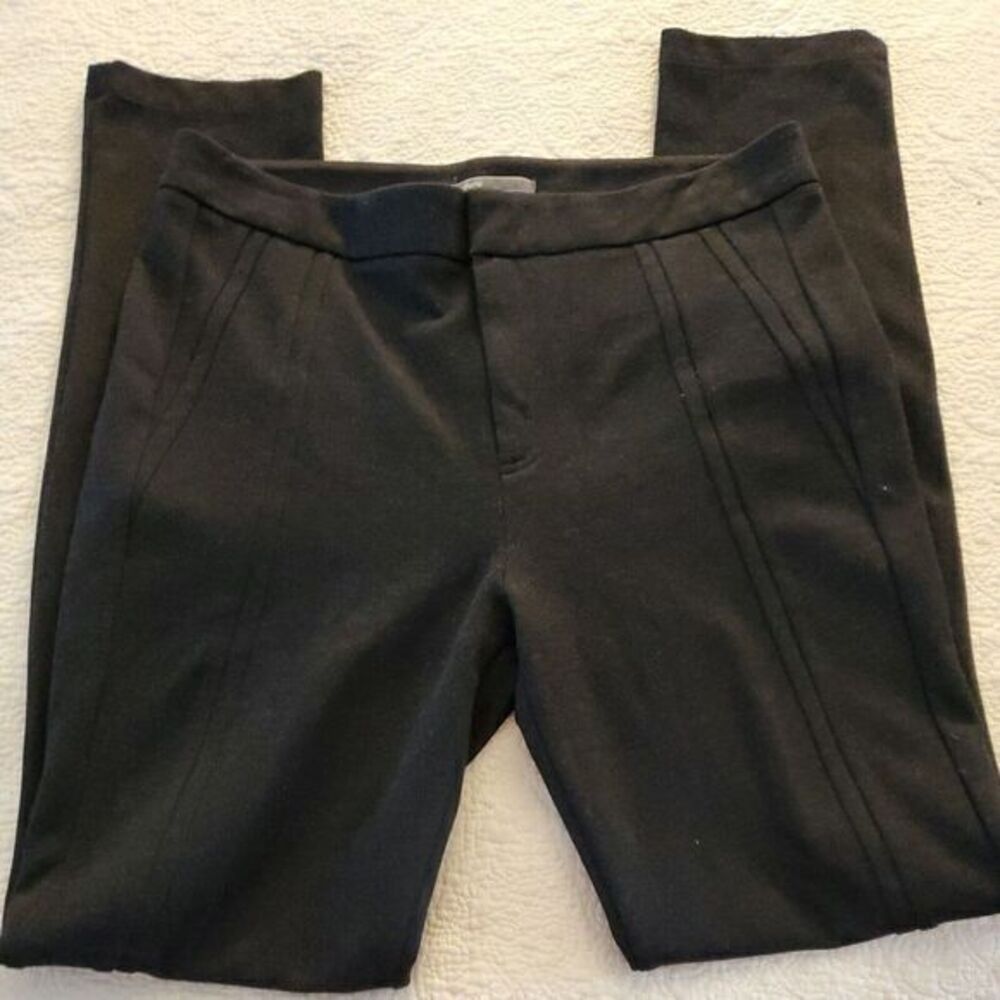 VINCE Pants Womens 10 Flat Front Ponte Knit Black‎  Stretch Pockets Career